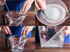 the process for making an ice cream in a blender is shown with pictures showing how to make it