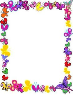 a square frame with colorful butterflies on it