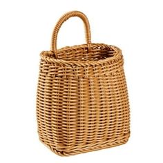 a wicker basket is shown on a white background