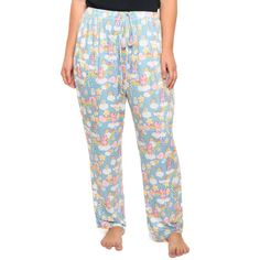 Care Bears Lounge Pajama Pant Plush Womens Plus Size Blue. Features An All-Over Print Of Cheer Bear, Bedtime Bear, Share Bear, Funshine Bear, And Tenderheart Bear On Clouds And Rainbows. Relaxed Fit, Soft And Comfy Elastic Waist With Drawstring Tie. 98% Polyester. 8% Spandex. Super Soft Fabric. Featuring 2 Side Slit Pockets. Women's Sizing. Pants Measures Approximately (Laid Flat): Waist: Xs = 13", S = 14", M = 15", L = 16", Xl = 17". Inseam: Xs =29", S = 29", M = 29", L = 29", Xl = 29". Length Clouds And Rainbows, Tenderheart Bear, Bedtime Bear, Funshine Bear, Cheer Bear, Lounge Pajamas, On Clouds, Pajama Pant, Jumpsuit Trousers