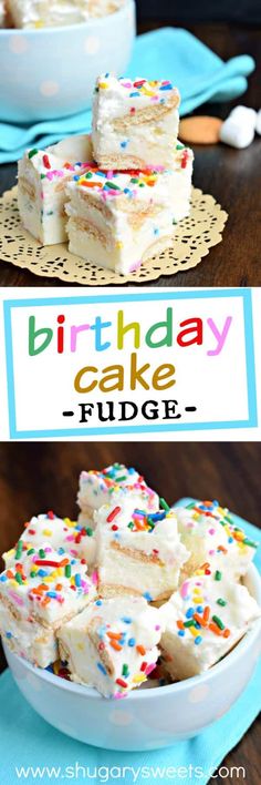 this birthday cake fudge is made with white frosting and sprinkles