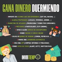 a poster with the words in spanish and pictures of people around it, including money