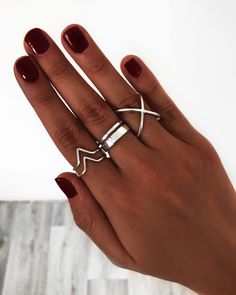 Double Peak, Greek and 4Ever Rings in Silver✨ Silver Rings Set, Rings In Silver, Celebrity Tattoos, Rings Set, Estilo Boho, Ring Ring, Ring Sets, Heart Ring