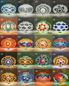 many different types of vases are shown in this photo, and each has an intricate design on it