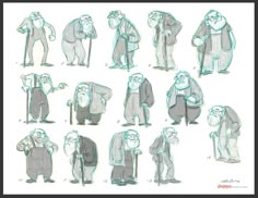 an old man poses in various poses and poses for the character's role as he