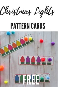 christmas lights pattern cards with free printables