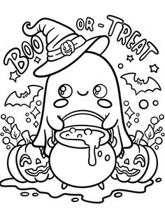 halloween coloring pages for kids that are fun and easy to color, with lots of cute characters