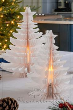 paper xmas tree decorations with LED Paper Christmas Decorations, Paper Christmas Tree, Paper Tree, Indoor Christmas Decorations, Paper Christmas, Christmas Table Settings, Christmas Tree Decoration, Christmas Tree Lighting