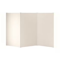 an open white folding screen on a white background