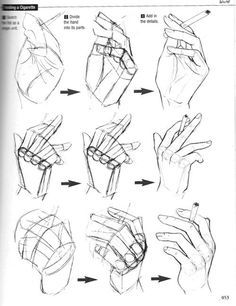 an instruction manual for drawing hands with different angles and gestures, including the thumb position