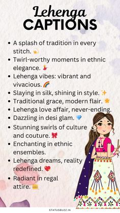 80+ Best Captions For Ethnic Wear For Instagram(2024) | StatusBuzz Dressed Up Captions, Captain For Traditional Look Instagram, Self Photo Caption, Insta Caption For Traditional Wear, Captions For Cute Pictures, Captions For Navratri Pics, Caption On Traditional Look, Caption For Ethnic Wear Instagram, Traditional Quotes For Instagram