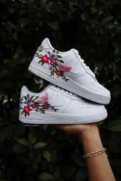 Embroidered Flower Pink Butterfly Patch Custom Air Force 1 – solecraftstudio