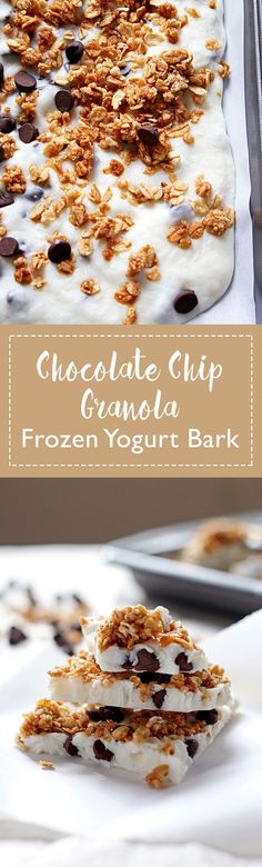 chocolate chip granola frozen yogurt bark