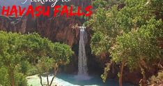 there is a waterfall and some trees in the background with text overlay that reads things to do in havasu falls