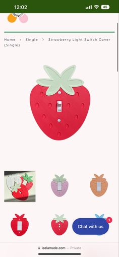 the strawberry light switch cover is made out of paper