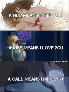 an anime scene with the caption that says, i love you and it is very funny