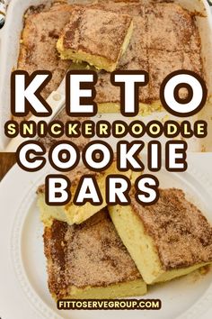 keto snickerdoodle cookie bars Snickerdoodle Cookie Bars, Snickerdoodle Desserts, Gluten Free Snickerdoodle Cookies, Snickerdoodle Bars, Healthier Sweets, Snickerdoodle Cookie, Keto Bars, Keto Cookie Recipes, Keto Lasagna