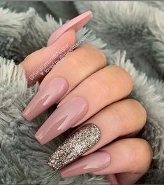 Ballerina Pink Nails, Rose Pink Nails, Ombre Nail Design, Acrylic Coffin Nails, Mauve Nails, Pink Glitter Nails, Light Pink Nails, French Pink, Pink Ombre Nails