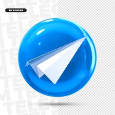 an image of a blue button with a paper airplane