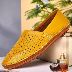 Category:Loafers  Slip-Ons; Upper Materials:Leather; Lining Materials:Leather; Gender:Men's; Toe Shape:Square Toe; Outsole Materials:Rubber; Closure Type:Loafer; Function:Comfortable,Slip Resistant; Listing Date:05/06/2024; Foot Length:null; Foot Width:null Leather Moccasins With Textured Sole For Spring, Spring Leather Moccasins With Textured Sole, Casual Spring Loafers With Perforated Toe Box, Summer Leather Loafers With Textured Sole, Summer Flat Heel Moccasins With Leather Footbed, Casual Leather Loafers With Perforations, Summer Slip-on Loafers With Plain Toe, Summer Plain Toe Loafers With Textured Sole, Leather Moccasins With Perforations And Round Toe