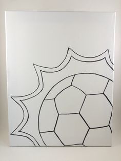 a soccer ball painted on a white canvas