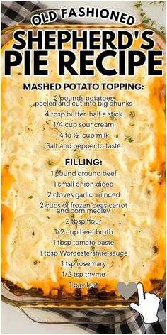 the recipe for shepherd's pie is shown