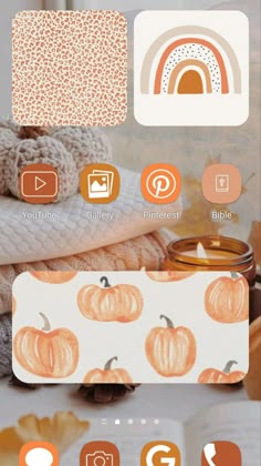 an orange and white pumpkin themed theme for the samsung s4 phone, which is on display