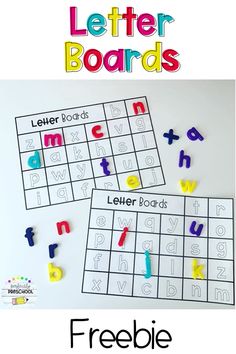 the letter board is shown with letters and numbers to be used in this alphabet game