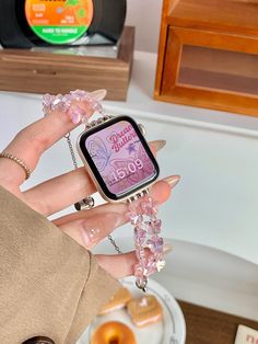 Pink  Collar  Glass  Smartwatch Bands,DIY Smartwatch Bands Embellished   Smart Watches & Accs Pink Collar, Watch Accessories, Smartwatch, Apple Watch, Tools, Band, Collar, Beads, Nails