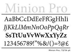 the minon pro font is shown in black and white, with an upper case