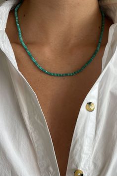 20" turquoise small faceted necklace dress it up or down or never take it off. accents and elevates all donni. pieces perfectly. made in la Turquoise Crystal Necklace, Simple Turquoise Jewelry, Turquoise Faceted Amazonite Jewelry, Faceted Turquoise Amazonite Jewelry, Bohemian Faceted Turquoise Necklaces, Everyday Turquoise Beaded Necklaces With Gemstone Beads, Everyday Turquoise Beaded Necklace With Gemstone Beads, Adjustable Turquoise Necklace For Everyday, Bohemian Faceted Turquoise Necklace