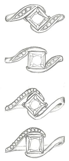 three different types of rings with diamonds on them