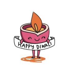 a cartoon character holding a sign that says happy diwal