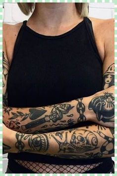 a woman with many tattoos on her arms