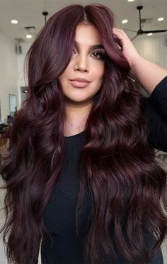 Violet Hair On Brown Hair, Hair Color Burgundy Brown, Dark Purple Brunette Hair, Raspberry Truffle Hair Color, Black Hair To Chocolate Brown, Deep Plum Balayage, Hair Dye Ideas For Cool Toned Skin, Deep Chocolate Plum Hair Color, Darkest Burgundy Hair