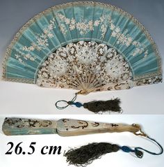 Floral Baskets, Bobbin Lace, Antique Lace, Hand Carved, Carving, Fan, Silk