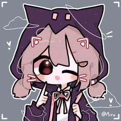 an anime character with long hair and big eyes, wearing a purple coat and bow tie