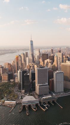 an aerial view of new york city from the air