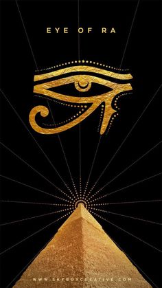 an egyptian pyramid with the eye of ra on it's face and gold lettering