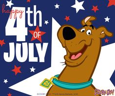 the cartoon dog is celebrating fourth of july