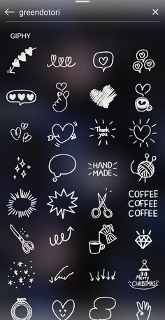 an iphone screen with various stickers on it