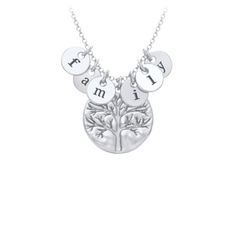 Sterling Silver Family Tree Necklace with 6 Engravable Discs Family Tree Necklace, Mother Rings, Tree Necklace, Mothers Necklace, Rope Chain, Diamond Cut, Family Tree, Cable Chain, Or Rose