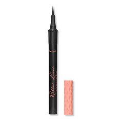 Roller Liner Waterproof Liquid Eyeliner -  Glide on a smooth & precise line with Benefit's Roller Liner Waterproof Liquid Eyeliner! The quick-dry, waterproof formula lasts 24-hours and dries to a natural-matte finish. It doesn't fade, flake, bleed or smudge - so you can let the good times roll all day & night!    Benefits     Quick-dry, waterproof* 24-hour lasting formula** *Instrumental test on 21 women **Instrumental test on 20 women     Features     94% said it creates a smooth continuous lin Benefit Eyeliner, Benefit Roller Lash, Eyeliner Color, Dream Items, Benefit Makeup, Everything I Own, Birthday Present Ideas, Waterproof Liquid Eyeliner, Black Liner