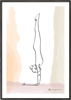 a drawing of a person doing a handstand on one leg and another hand in the other