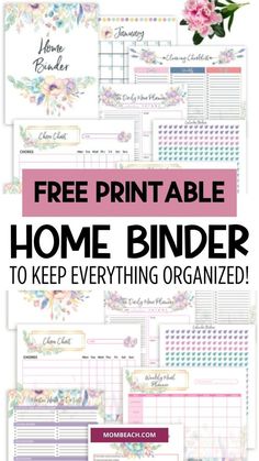 the free printable home binder to keep everything organized is shown in this image