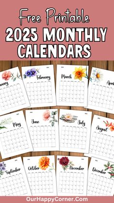 free printable calendars for the month of march and july with flowers on them