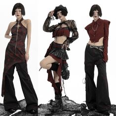 Enhypen Vampire Outfit Aesthetic, Punk High Fashion, Horror Fashion, Peony Aesthetic, 2000s Japanese Fashion, Street Outfits, Fashion Kawaii, Girl Fashion Style, Aesthetic Streetwear