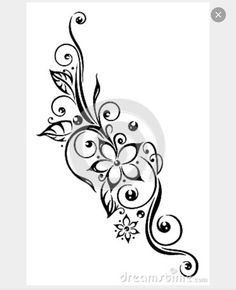 an artistic tattoo design with flowers and swirls on white background royalty illustration stock illustration