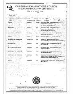 the certificate is shown for an examination in this document, which shows that it has been written