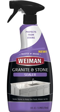 a bottle of granite and stone sealer on a white background with the caption, weman granite & stone sealer